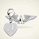 Initial Letter A-Z Alphabet Heart Charm for Bracelet Necklace Keychain