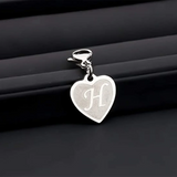 Initial Letter A-Z Alphabet Heart Charm for Bracelet Necklace Keychain