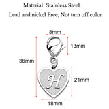 Initial Letter A-Z Alphabet Heart Charm for Bracelet Necklace Keychain