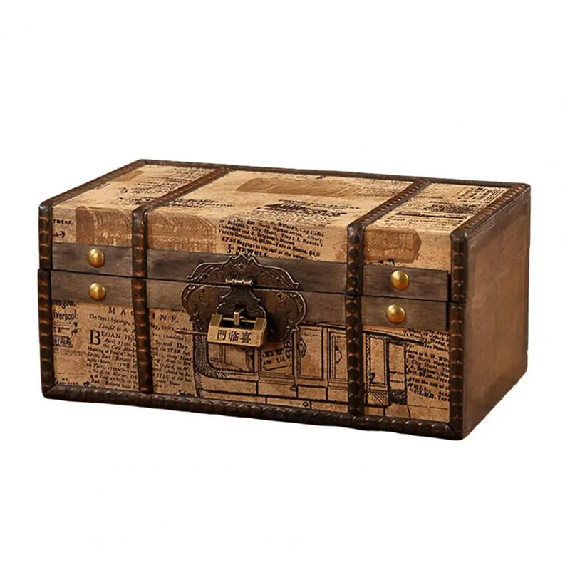 Dustproof Jewelry Box with Lock - Vintage Treasure Chest