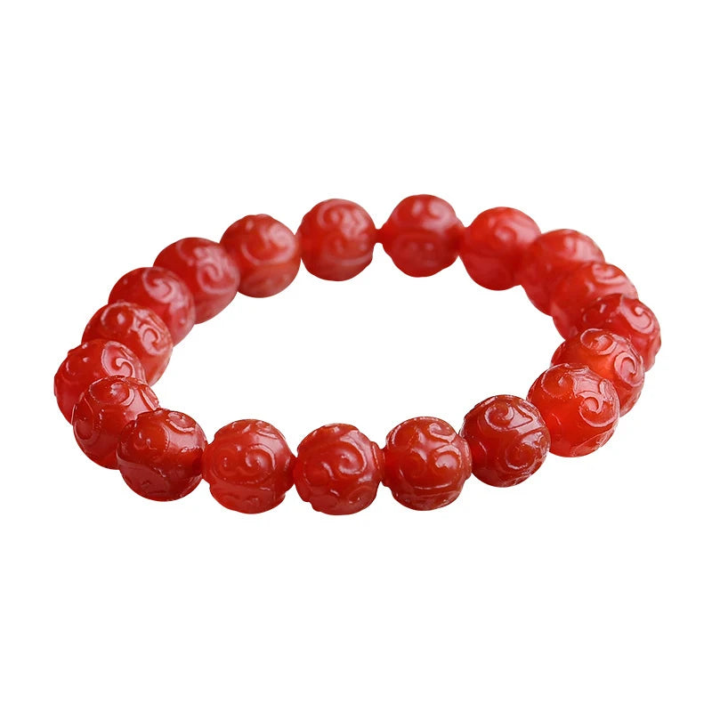 Red Natural Crystal Bracelets Pattern Beads Bracelets for Women Men