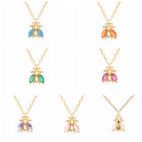Colorful Bee Pendant Sterling Silver Necklace For Women