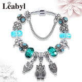 Vintage Red Leaf Flower Charm Bracelet DIY Jewelry for Women