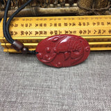 Natural Cinnabar Fish Pendant Necklace Evil Spirits Jewelry