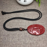 Natural Cinnabar Fish Pendant Necklace Evil Spirits Jewelry