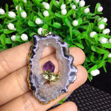 Natural Crystal Pendant Raw Rough Purple Crystal Tooth
