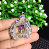 Natural Crystal Pendant Raw Rough Purple Crystal Tooth