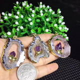 Natural Crystal Pendant Raw Rough Purple Crystal Tooth