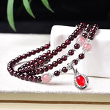 Natural Garnet Stone Bracelets Wine Red Bead Bracelets Lucky for Women