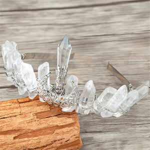 Crystal Queen Tiara Moon Crown Wedding Bridal Hair Accessories
