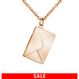 Envelope Locket Necklace Love You Message Pendant Stainless Steel