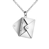 Envelope Locket Necklace Love You Message Pendant Stainless Steel