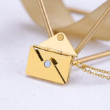 Envelope Locket Necklace Love You Message Pendant Stainless Steel