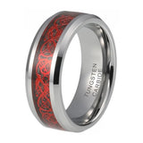 Red Celtic Dragon Rings 8mm Tungsten Carbide Men's Band Size 7-12