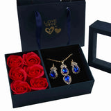 Elegant Ruby Gem Four Leaf Clover Jewelry Set