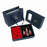 Elegant Ruby Gem Four Leaf Clover Jewelry Set