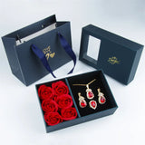 Elegant Ruby Gem Four Leaf Clover Jewelry Set
