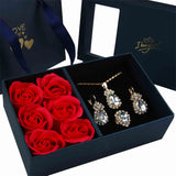 Elegant Ruby Gem Four Leaf Clover Jewelry Set