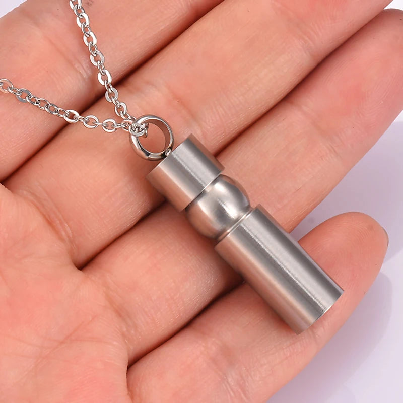 Silver Rose Stainless Steel Cremation Urn Ashes Pendant Necklace