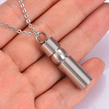 Silver Rose Stainless Steel Cremation Urn Ashes Pendant Necklace