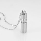 Silver Rose Stainless Steel Cremation Urn Ashes Pendant Necklace