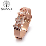 Love Mom Flower Mesh Bracelet Stainless Steel DIY Charmbands