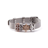 Love Mom Flower Mesh Bracelet Stainless Steel DIY Charmbands