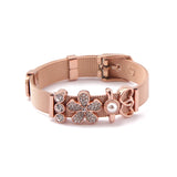 Love Mom Flower Mesh Bracelet Stainless Steel DIY Charmbands