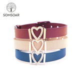 Mesh Bracelet Set with Heart Slide Charms Stainless Steel Bracelet