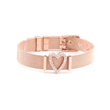 Mesh Bracelet Set with Heart Slide Charms Stainless Steel Bracelet