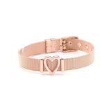 Mesh Bracelet Set with Heart Slide Charms Stainless Steel Bracelet