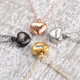 Stainless Steel Cremation Heart Urn Necklace for Ashes Engraved Pendant