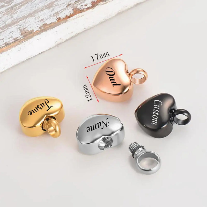 Stainless Steel Cremation Heart Urn Necklace for Ashes Engraved Pendant