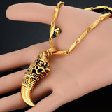 Dragon Head Pendant Necklace Wolf Tooth Amulet