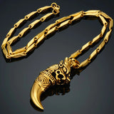 Dragon Head Pendant Necklace Wolf Tooth Amulet