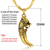 Dragon Head Pendant Necklace Wolf Tooth Amulet