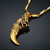 Dragon Head Pendant Necklace Wolf Tooth Amulet