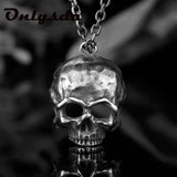 Skull Pendant Necklace Stainless Steel Mens Punk Biker Jewelry