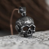 Skull Pendant Necklace Stainless Steel Mens Punk Biker Jewelry