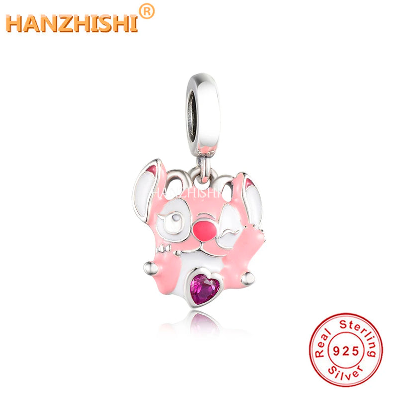 925 Silver Pink Animal Charm Bead for Jewelry Making
