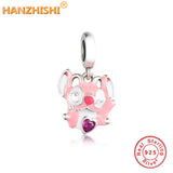 925 Silver Pink Animal Charm Bead for Jewelry Making