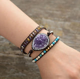 Natural Stones Crystal Quartz Wrap Bracelet 3 Times Friendship
