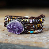 Natural Stones Crystal Quartz Wrap Bracelet 3 Times Friendship