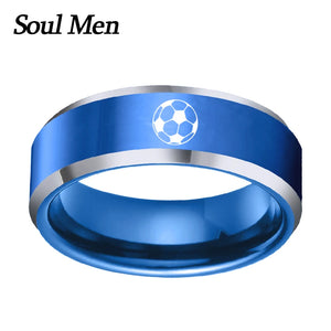 8MM Tungsten Football Men's Ring Size 6-13