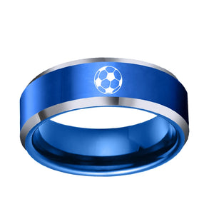 8MM Tungsten Football Men's Ring Size 6-13