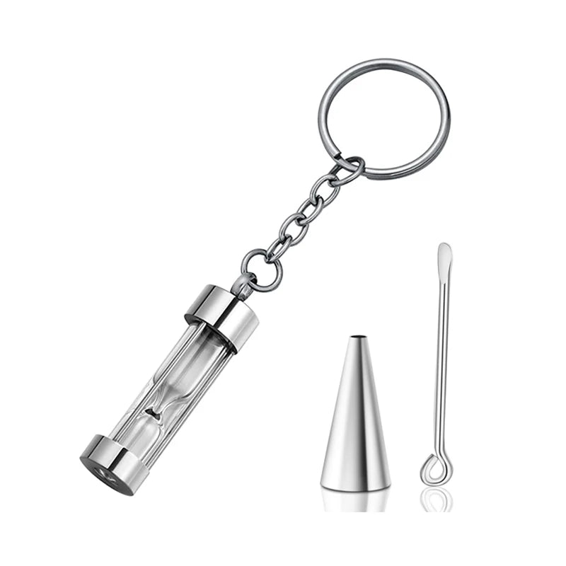 Stainless Steel Hourglass Ashes Necklace Urn Keychains Family Memorial