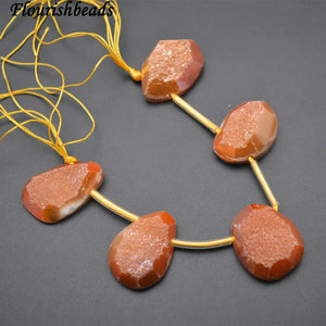 Drusy Agate Stone Big Irregular Drop Loose Beads Wine Purple