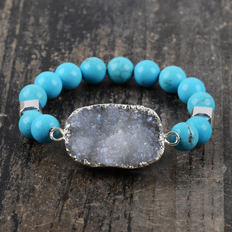 Drusy Bracelet Agates Druzy Bracelets Boho Turquoise Beads Women Bracelet