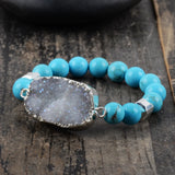 Drusy Bracelet Agates Druzy Bracelets Boho Turquoise Beads Women Bracelet