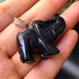 Natural Crystal Stone Small Elephant Pendant Semi-precious Gemstones